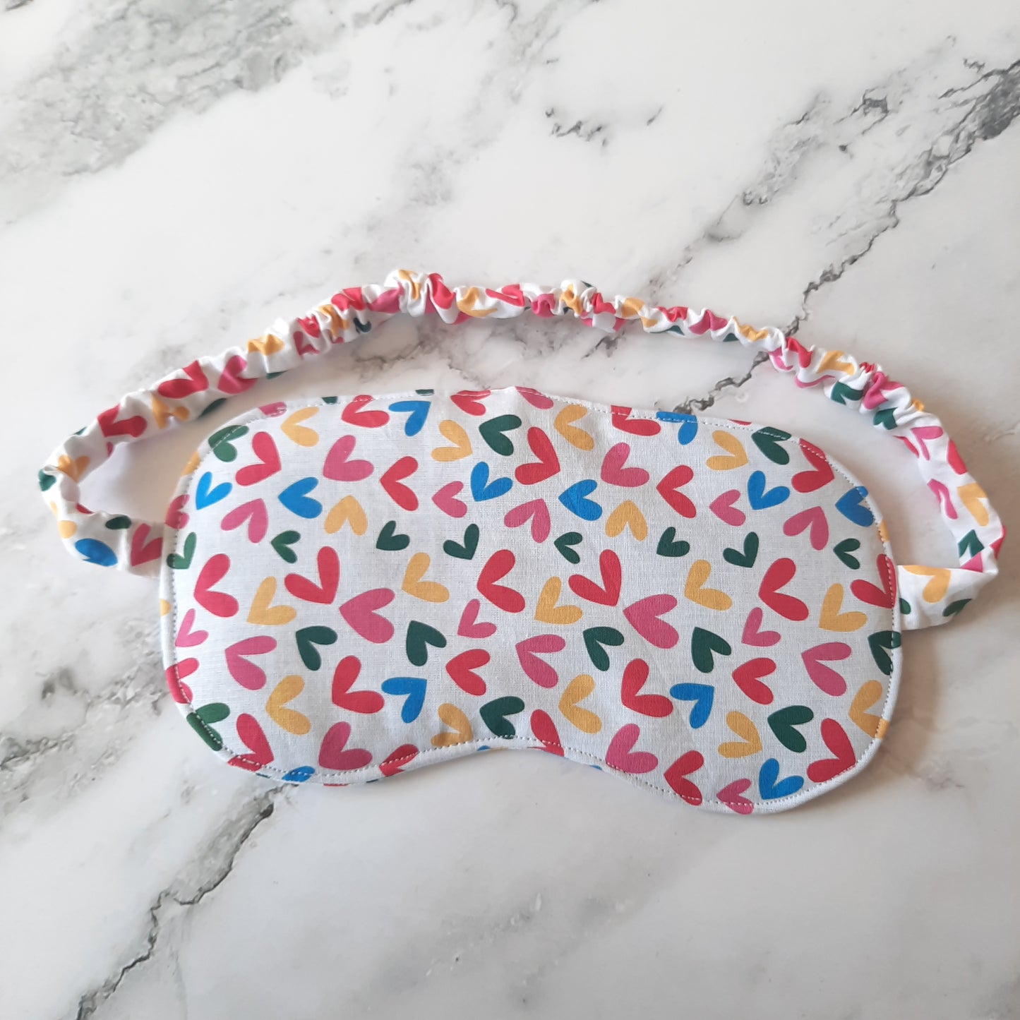 Masque de Nuit Occultant Adulte en coton pour un Sommeil Réparateur - Coeurs multicolores