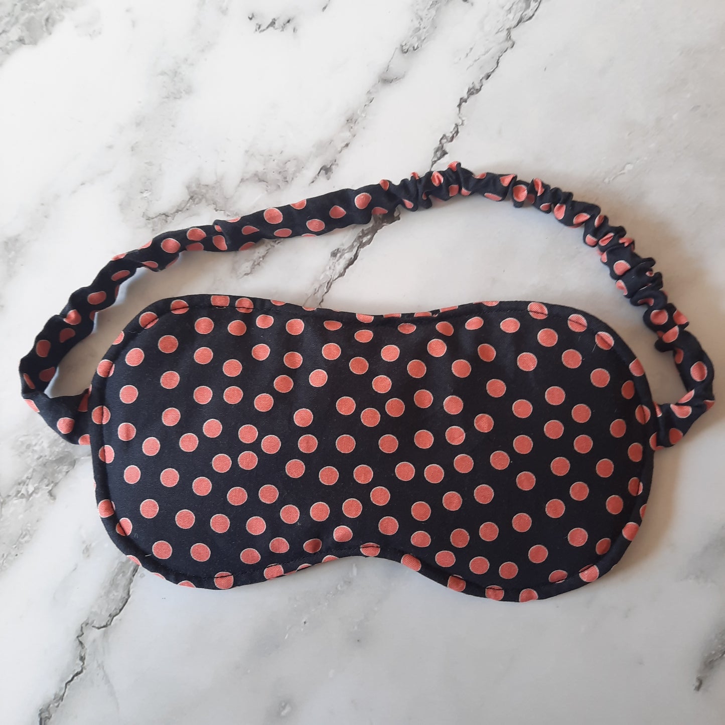 Masque de Nuit Occultant Adulte en coton pour un Sommeil Réparateur - Pois fond noir