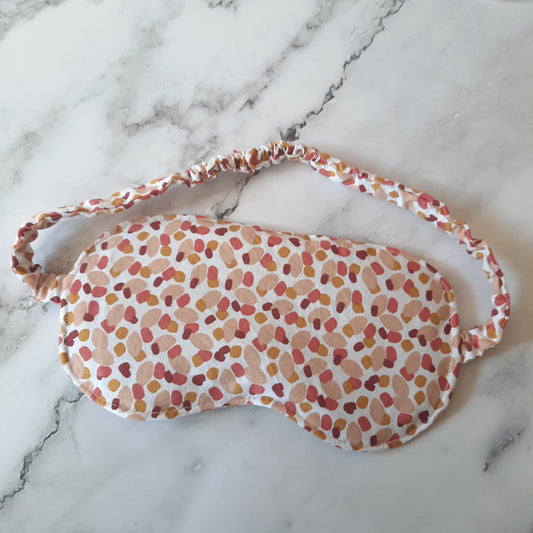 Masque de Nuit Occultant Adulte en coton pour un Sommeil Réparateur - Pois ocres et roses